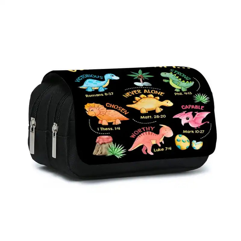 3D Cartoon Dinosaur Double Layer Pencil Case for Kids
