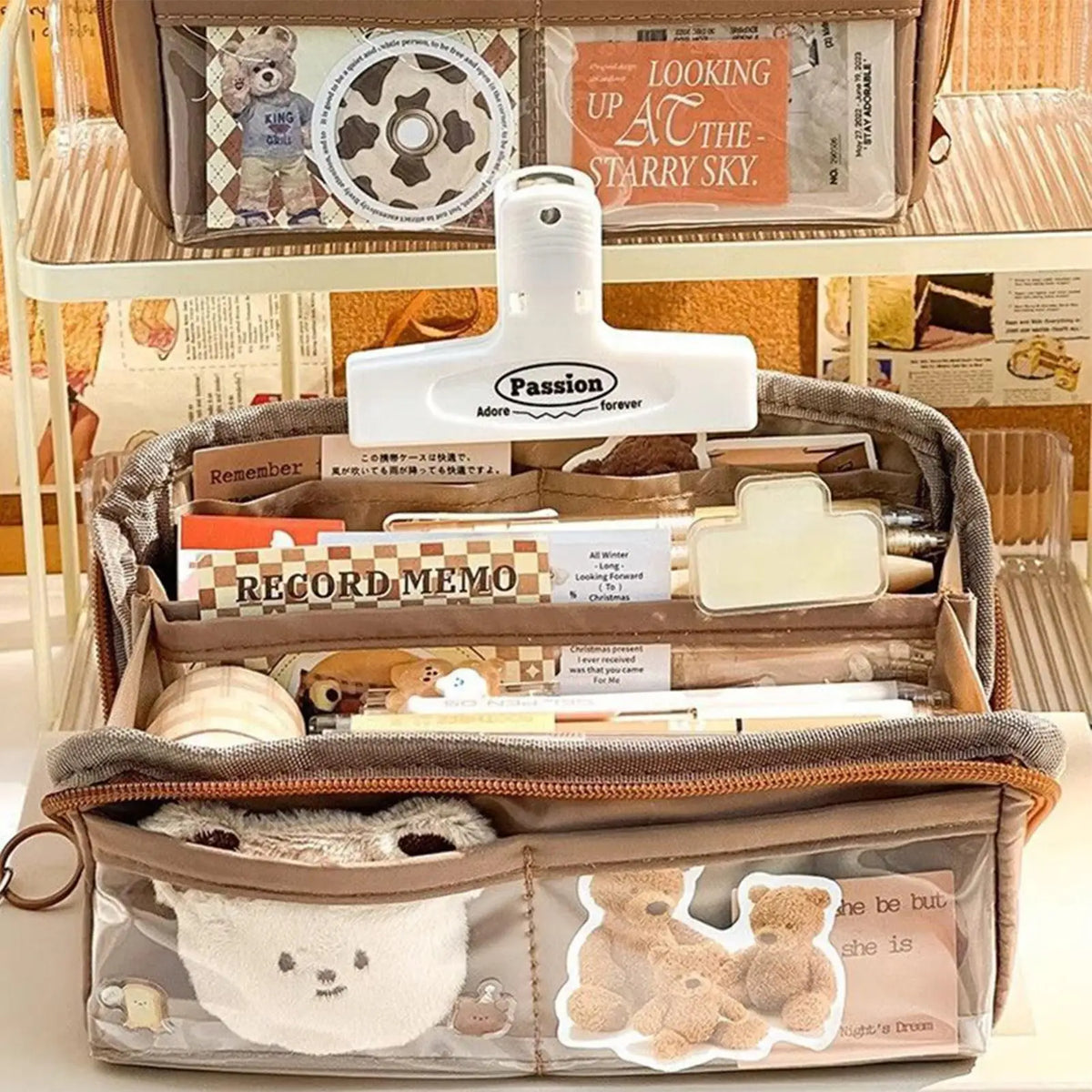 Cute Cartoon Capybara Zippered Pencil Case & Makeup Bag