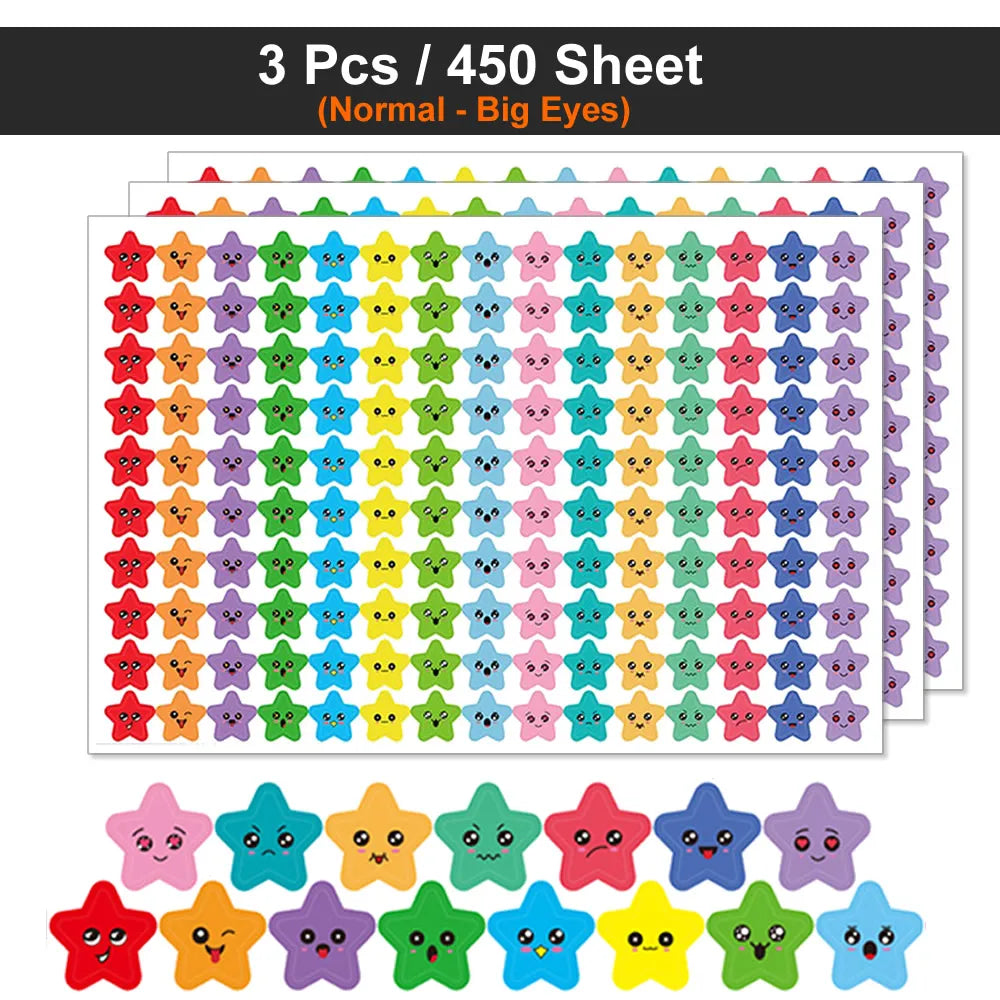 Happy Face & Stars Reward Stickers Pack for Kids & Teachers