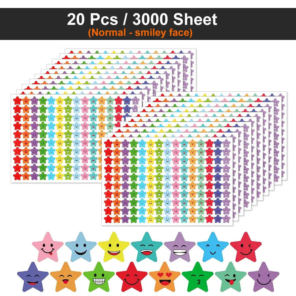 Happy Face & Stars Reward Stickers Pack for Kids & Teachers