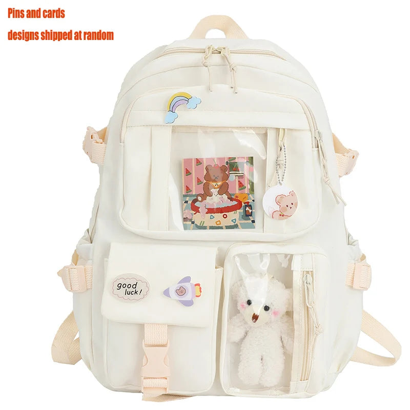Kawaii Waterproof Multi-Pocket Laptop Backpack for Girls