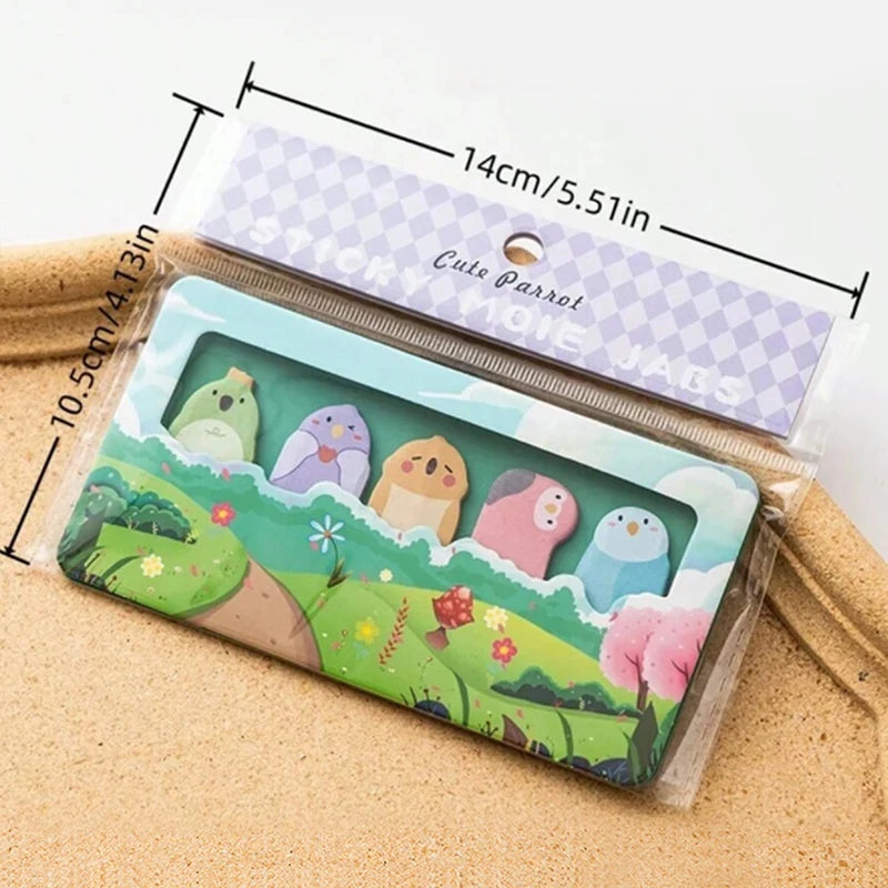 150 Sheets Cute Cartoon Animal Sticky Notes & Bookmarks Set
