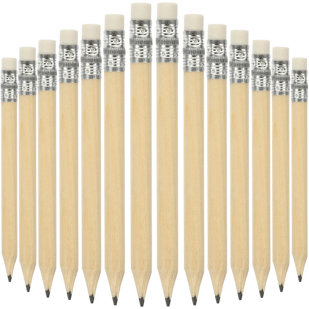 Short Wooden Pencils with Eraser (35/100 Pack)