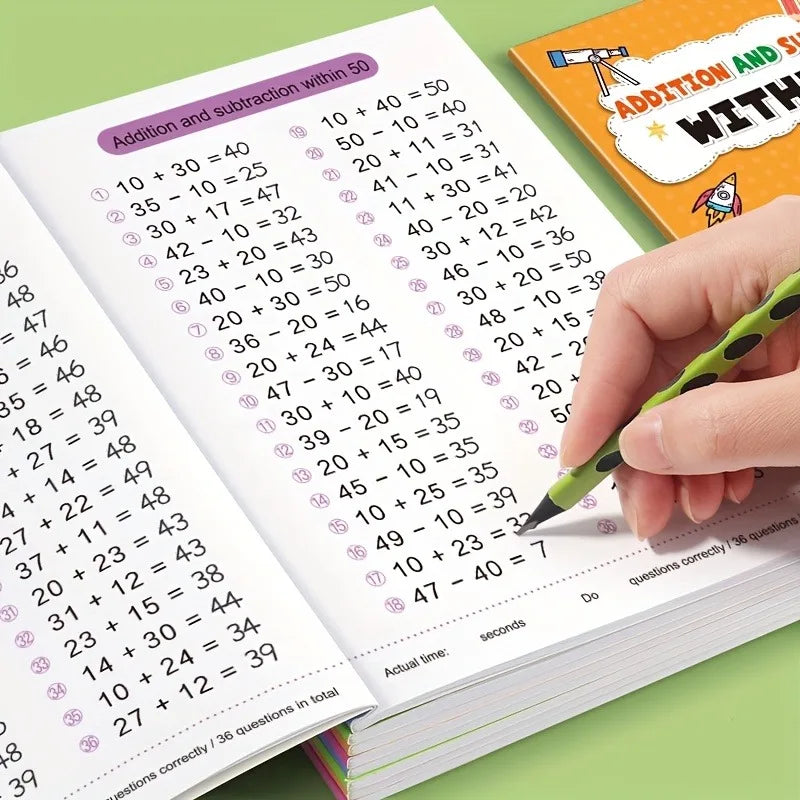 Math Practice Workbook: Addition & Subtraction Timed Drills (Grades 1-3)