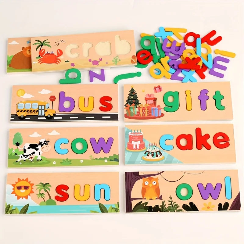 Wooden Alphabet Spelling Puzzle & Montessori Word Toy