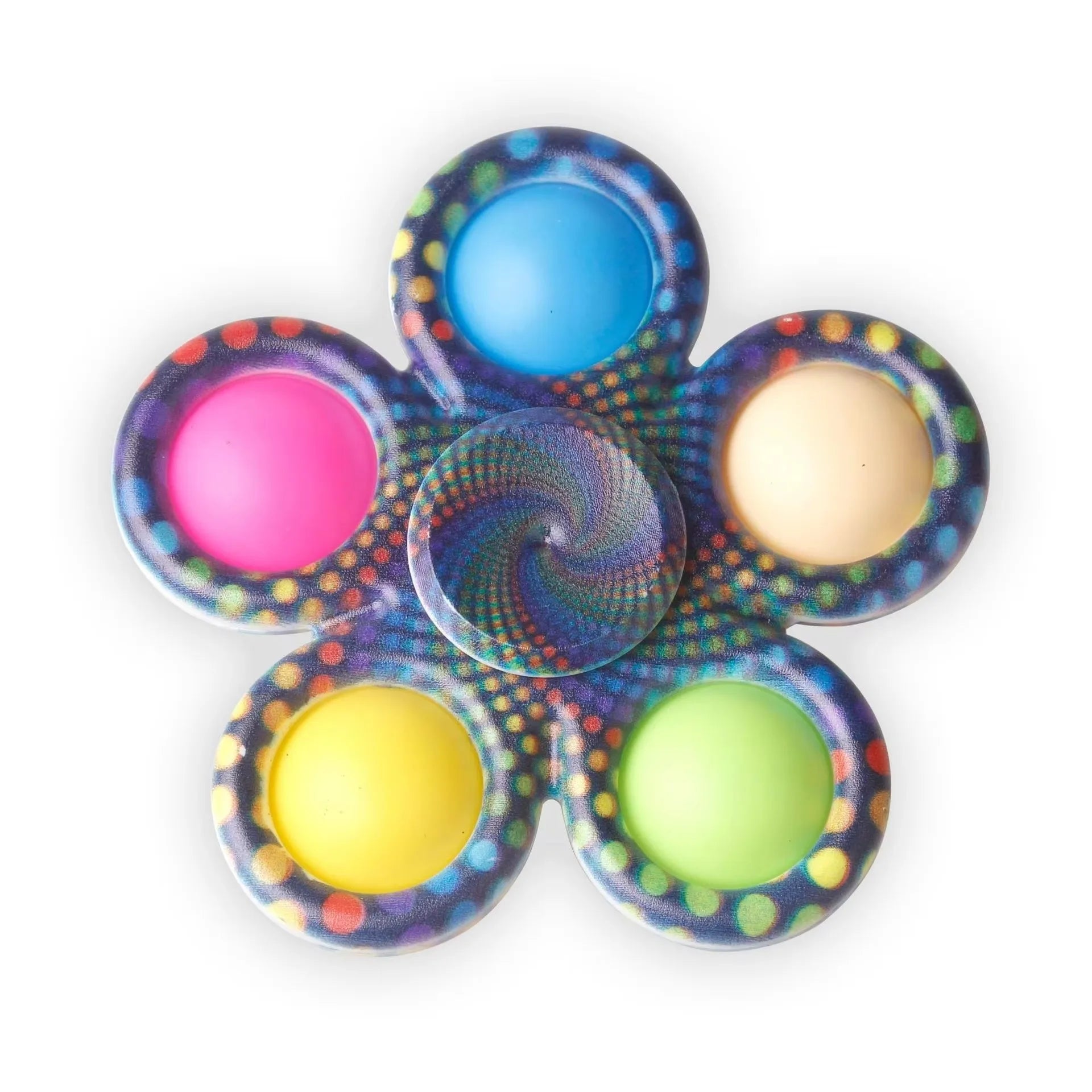 2-in-1 Tie-Dye Fidget Spinner & Push Bubble Pop Toy