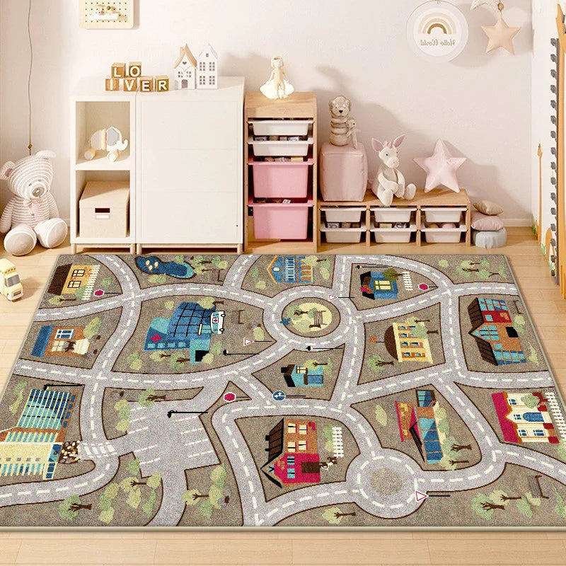 Children's Traffic Road Play Carpet – Non-Slip Soft Sensory Rug for Bedrooms & Living Rooms