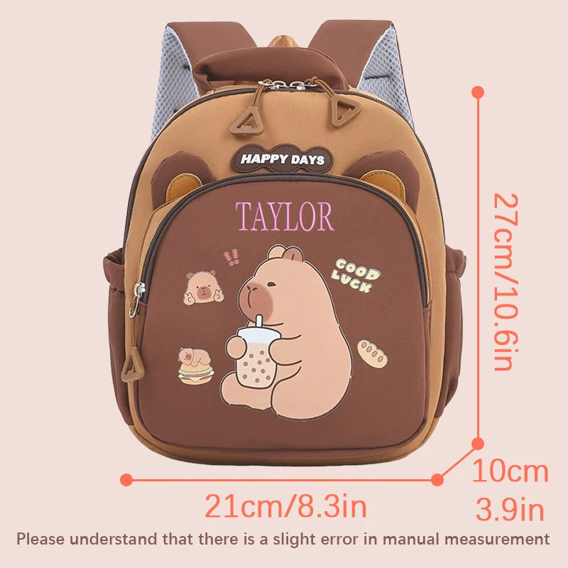 Cute Embroidered Capybara Casual School Backpack