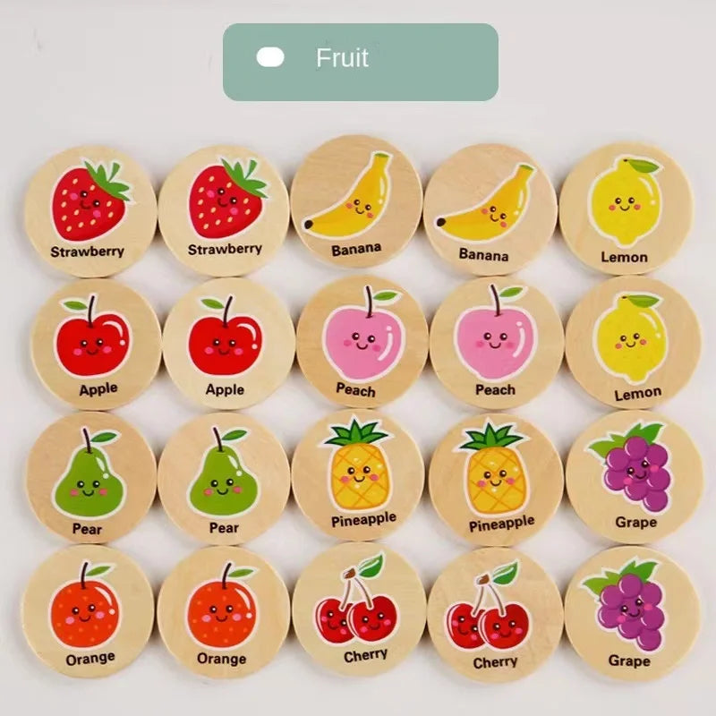 Montessori Wooden Memory Chess Game | Kids Pattern Matching Puzzle