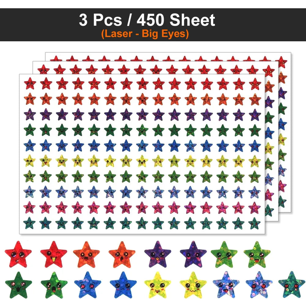 Happy Face & Stars Reward Stickers Pack for Kids & Teachers