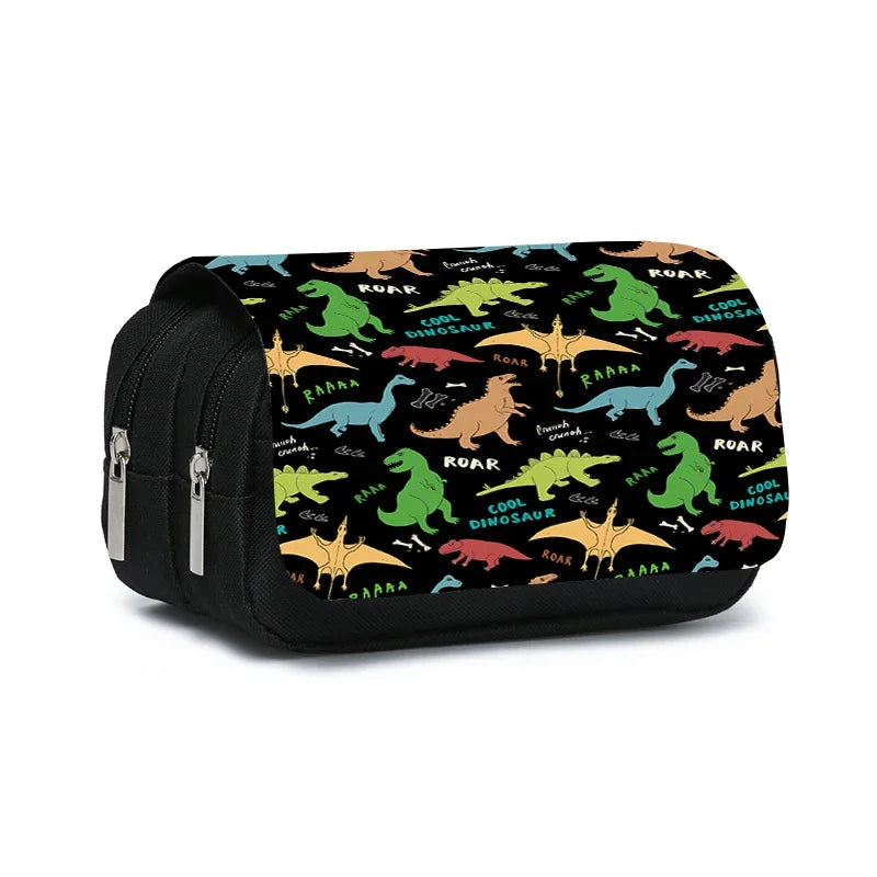 3D Cartoon Dinosaur Double Layer Pencil Case for Kids