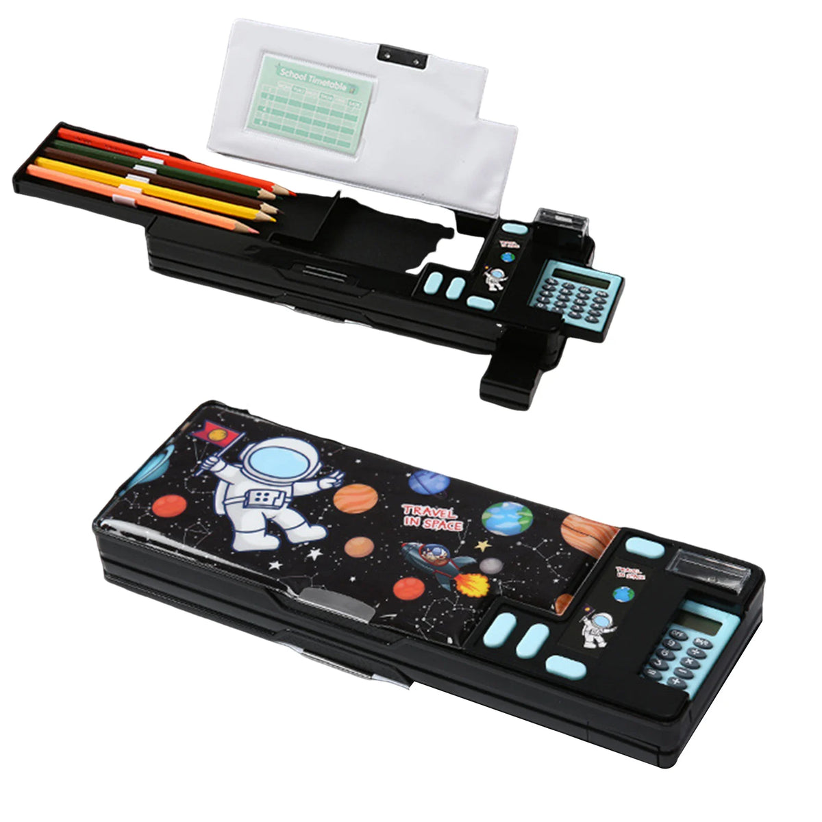 Cartoon Pencil Case with Calculator for Kids
