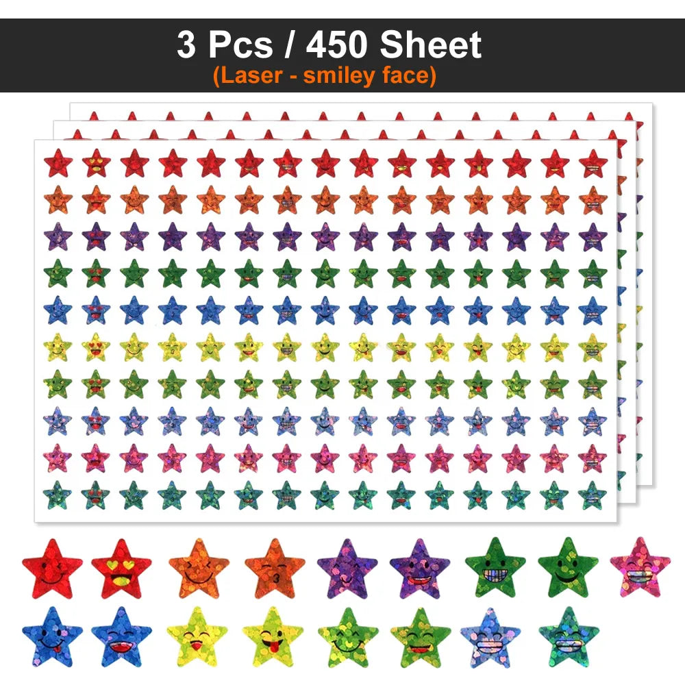 Happy Face & Stars Reward Stickers Pack for Kids & Teachers