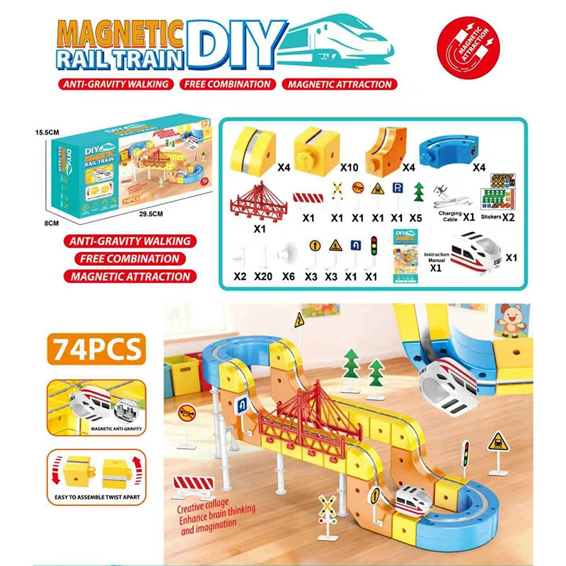3D Magnetic Cube Electric Train Set