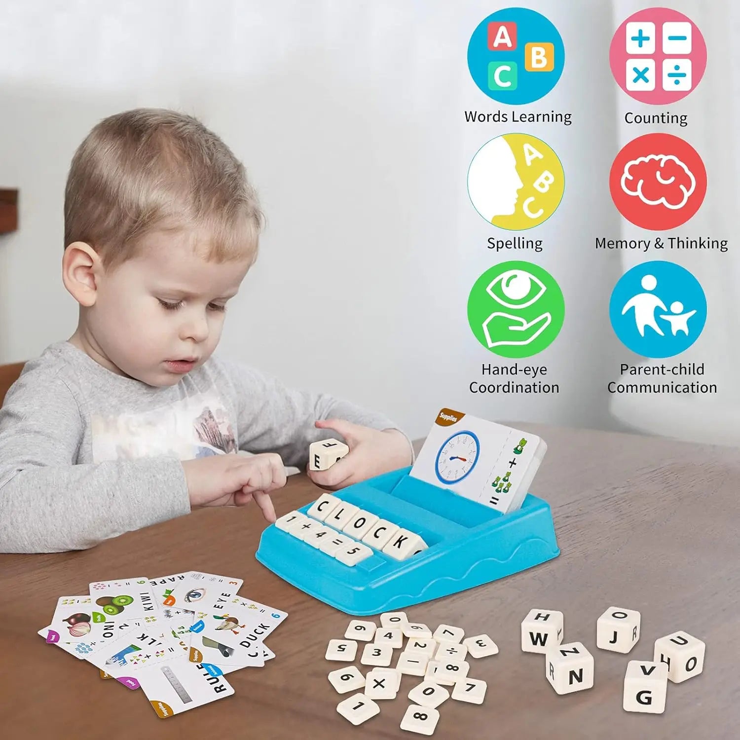 2-in-1 Matching Letter Spelling & Early Math Game for Kids