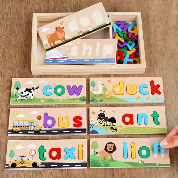 Wooden Alphabet Spelling Puzzle & Montessori Word Toy