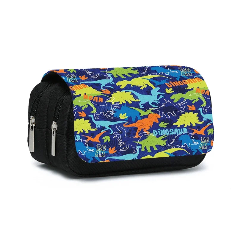 3D Cartoon Dinosaur Double Layer Pencil Case for Kids