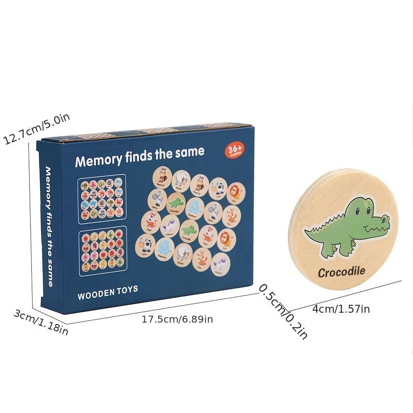 Montessori Wooden Memory Chess Game | Kids Pattern Matching Puzzle