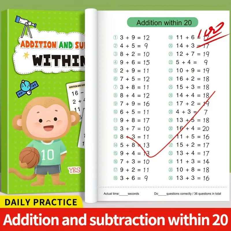 Math Practice Workbook: Addition & Subtraction Timed Drills (Grades 1-3)