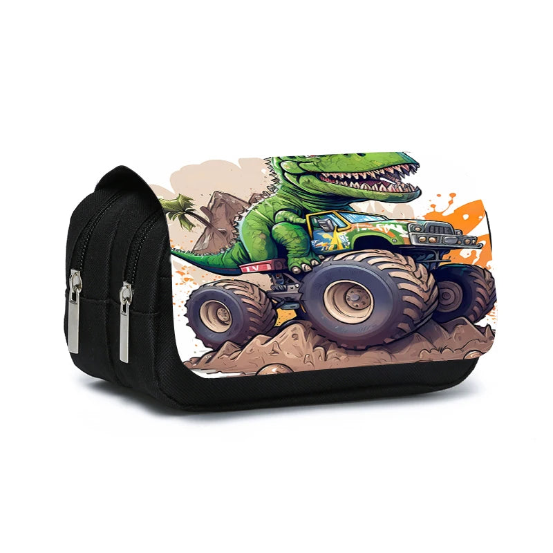 3D Cartoon Dinosaur Double Layer Pencil Case for Kids