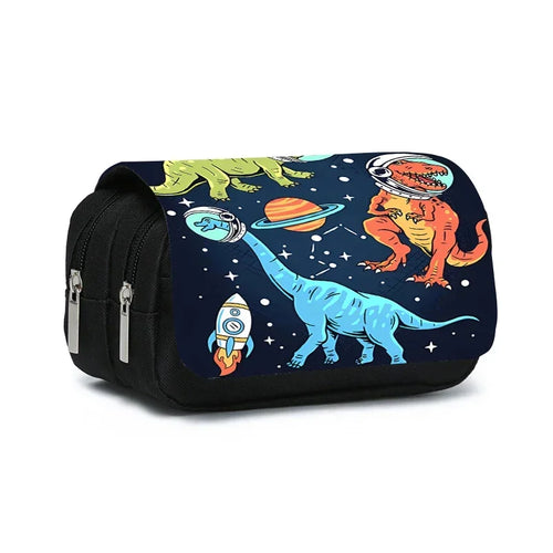 3D Cartoon Dinosaur Double Layer Pencil Case for Kids