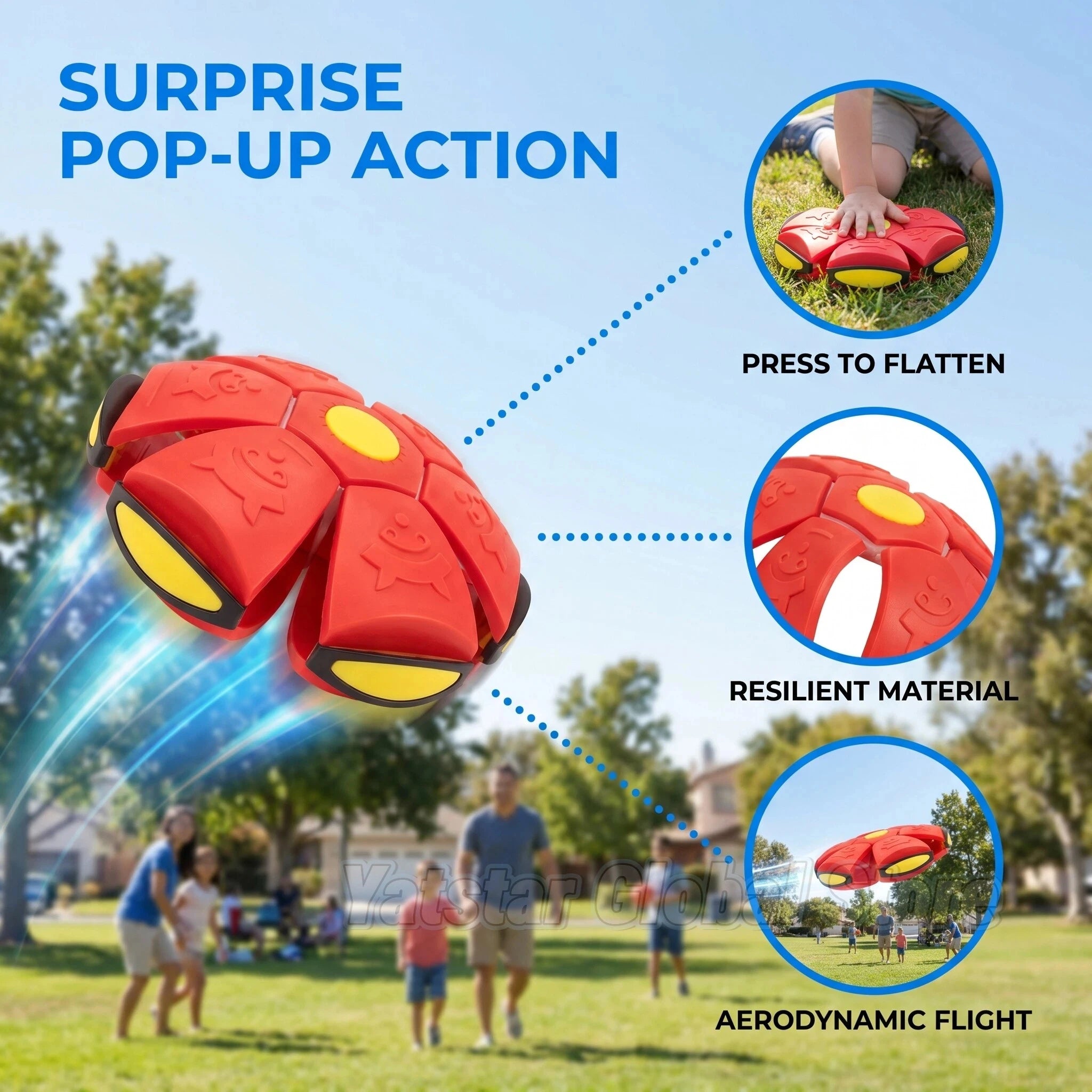 New Orange Flying Saucer Ball Magic Deformation Foot Pressure Decompression Vent Outdoor Sports Parent-Child Active Toy Kids Fun