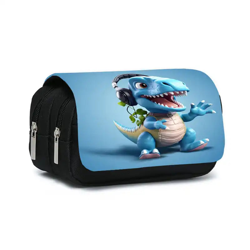 3D Cartoon Dinosaur Double Layer Pencil Case for Kids