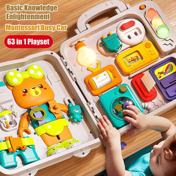 Montessori Baby Sensory Busy Board | Multifunction Music & Lights Toy