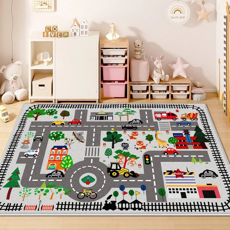 Children's Traffic Road Play Carpet – Non-Slip Soft Sensory Rug for Bedrooms & Living Rooms