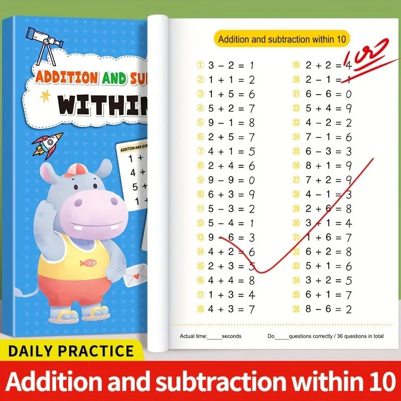 Math Practice Workbook: Addition & Subtraction Timed Drills (Grades 1-3)