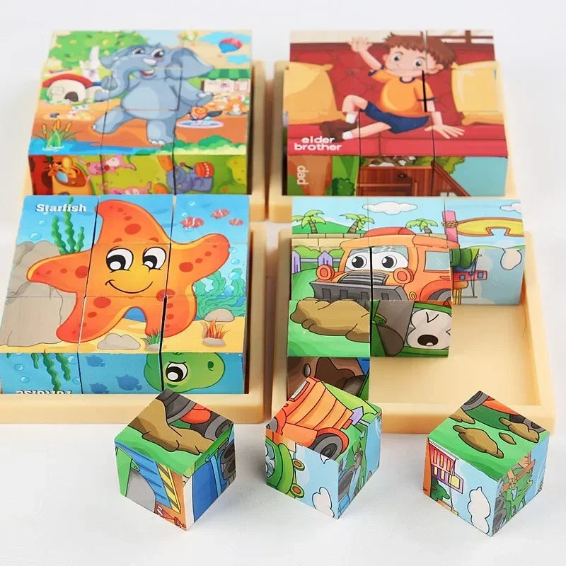 Montessori 6-in-1 Wooden Block Puzzle 9-Piece