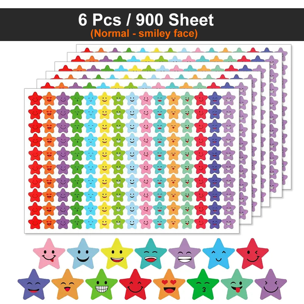 Happy Face & Stars Reward Stickers Pack for Kids & Teachers