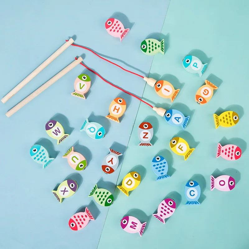Montessori 3-in-1 Wooden Fishing & Sorting Game