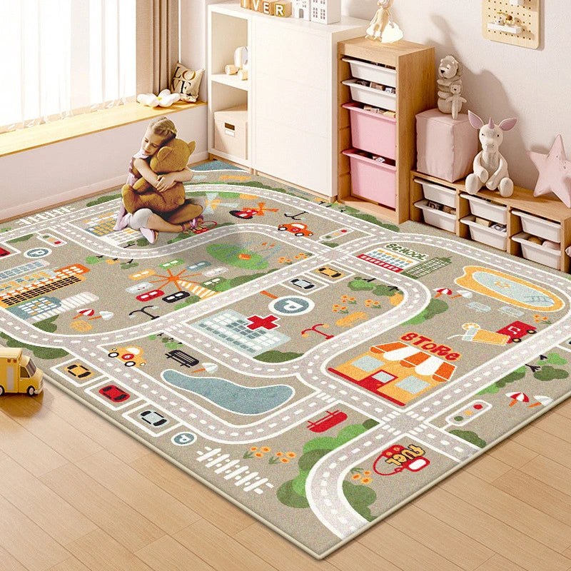 Children's Traffic Road Play Carpet – Non-Slip Soft Sensory Rug for Bedrooms & Living Rooms
