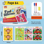 Find Differences Card Game Reusable Cartoon Educational Puzzle for Kids Three Difficulty Levels for Focus and Attention Training