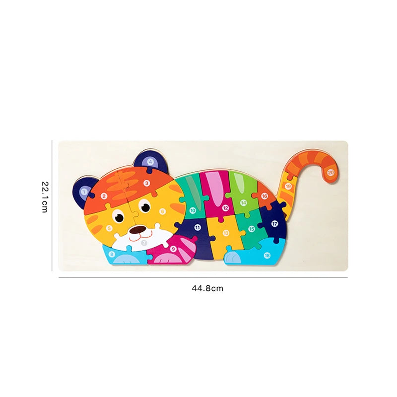3D Wooden Animal Jigsaw Puzzle for Toddlers