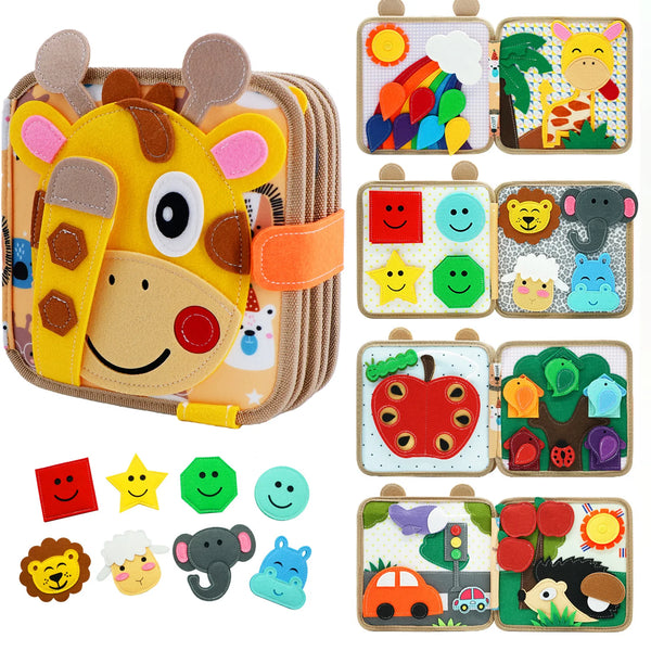 Montessori Giraffe Busy Book & Sensory Travel Toy