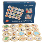 Montessori Wooden Memory Chess Game | Kids Pattern Matching Puzzle
