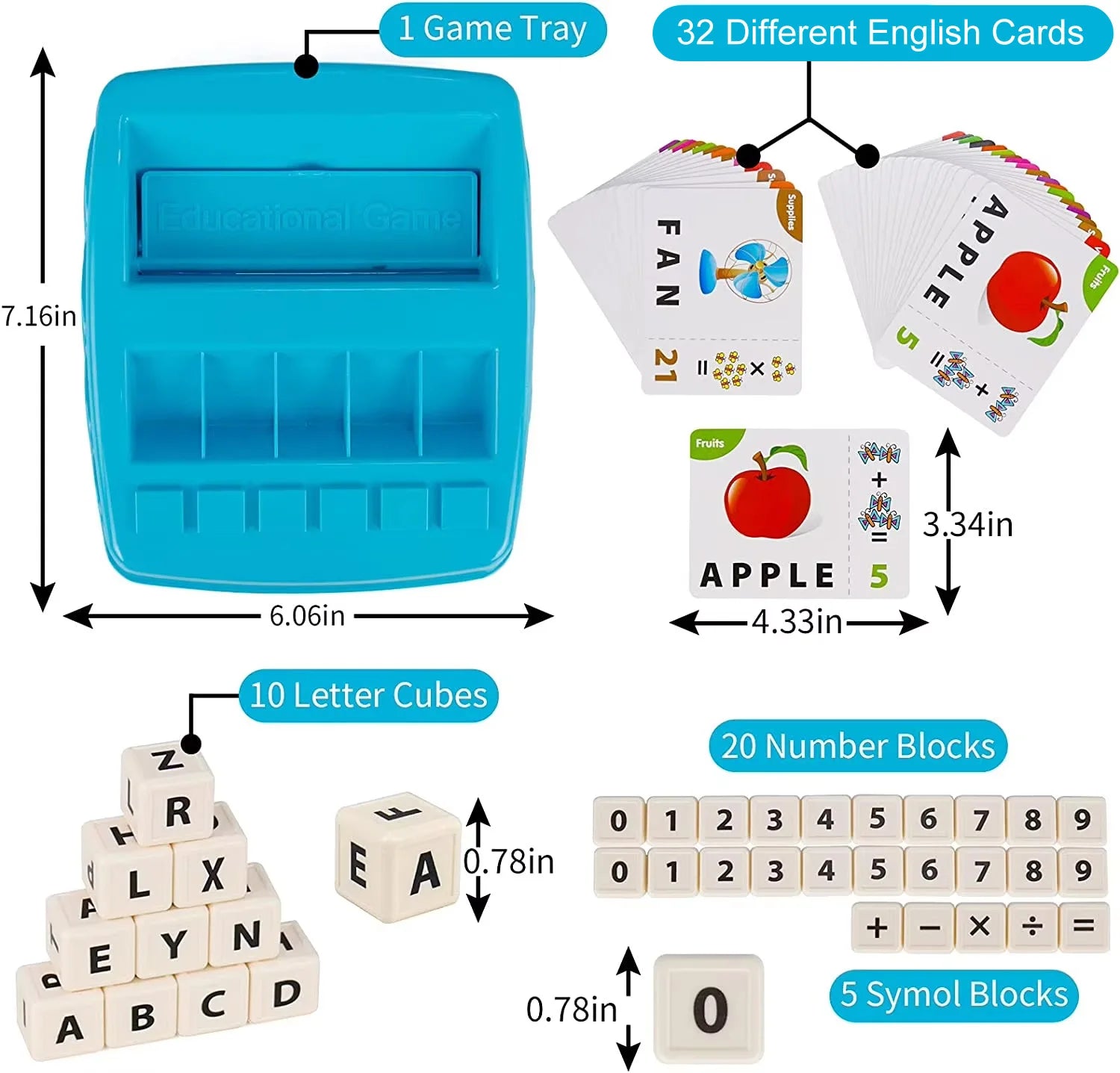 2-in-1 Matching Letter Spelling & Early Math Game for Kids