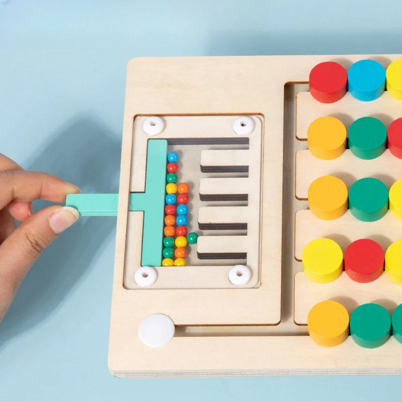 Double-Sided Wooden Four-Color Logic Game – Montessori Brain Training Toy for Kids