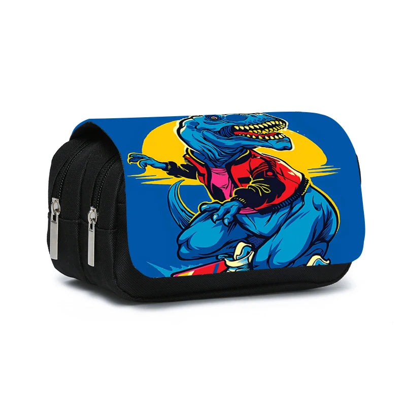 3D Cartoon Dinosaur Double Layer Pencil Case for Kids