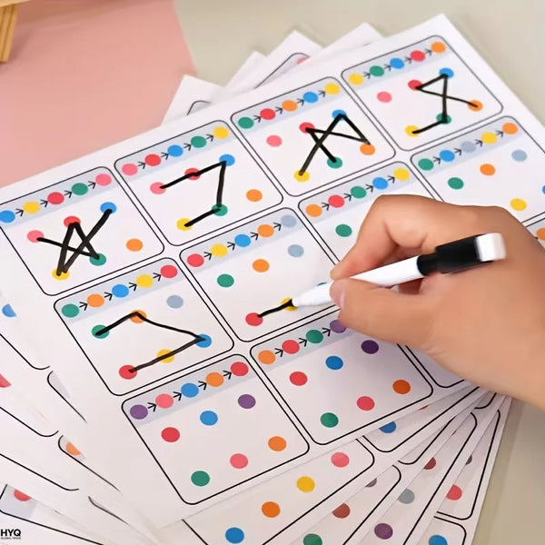 Reusable A4 Visual Training Workbook with Erasable Pen (12 Pages)