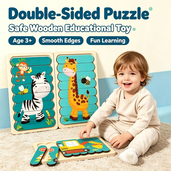 3D Wooden Montessori Puzzles for Toddlers & Kids (Ages 2-3)