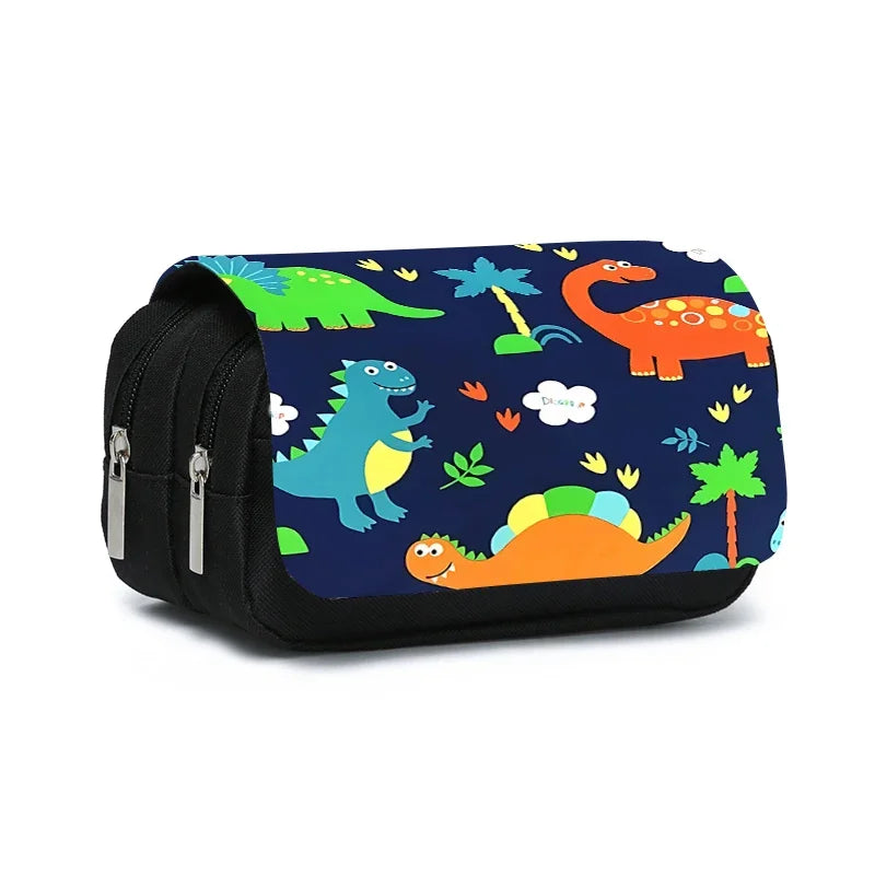 3D Cartoon Dinosaur Double Layer Pencil Case for Kids