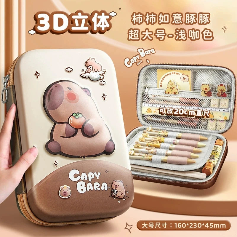 3D Capybara Large Capacity EVA Pencil Case