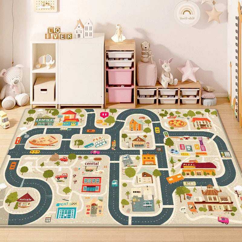 Children's Traffic Road Play Carpet – Non-Slip Soft Sensory Rug for Bedrooms & Living Rooms