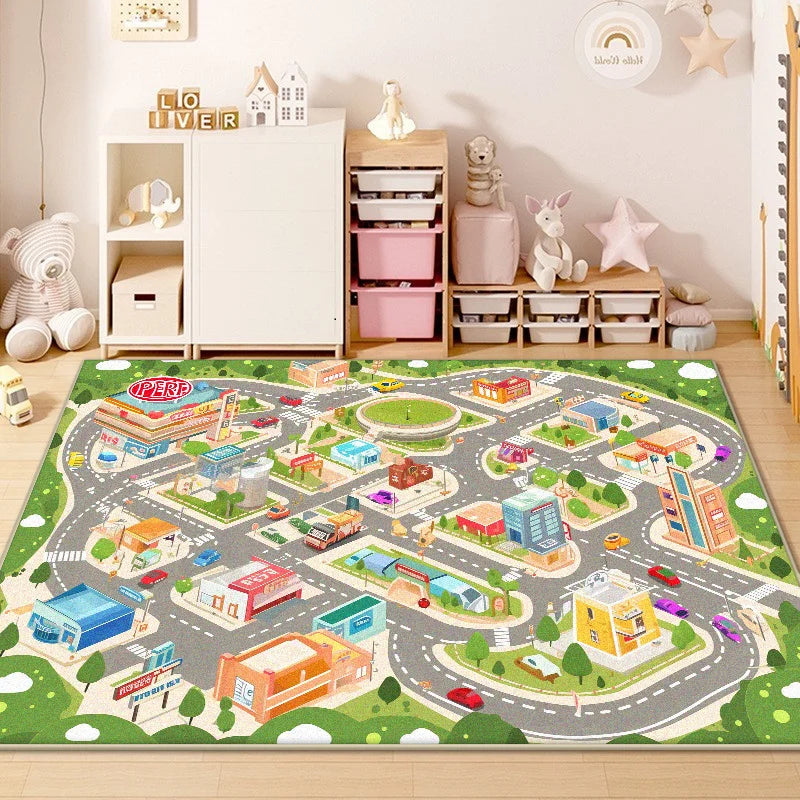 Children's Traffic Road Play Carpet – Non-Slip Soft Sensory Rug for Bedrooms & Living Rooms
