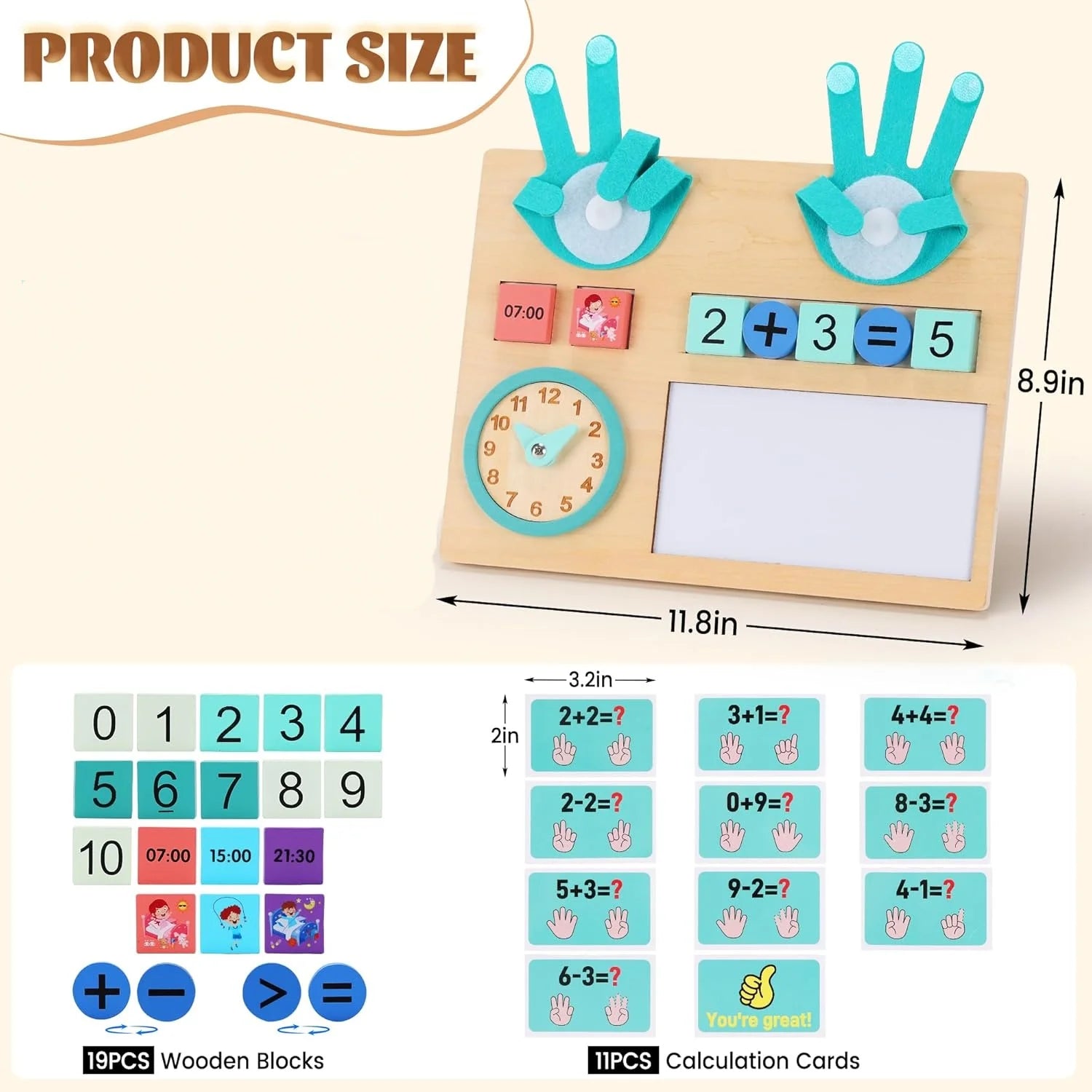 Montessori Wooden Math Counting To Finger Number Teaching Aids Preschool Educational Learning Toy for Kids 3-5 Years Old Gifts
