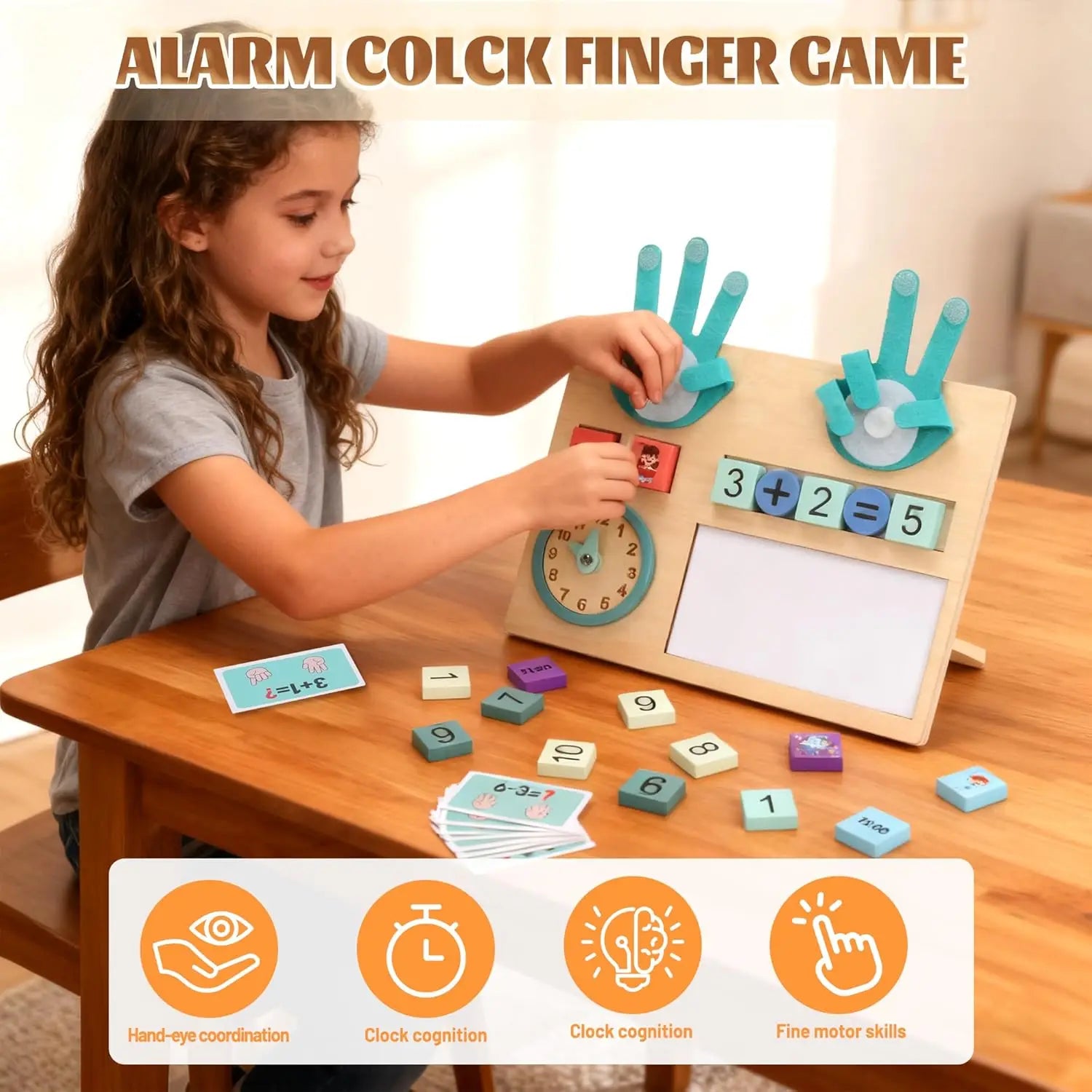 Montessori Wooden Math Counting To Finger Number Teaching Aids Preschool Educational Learning Toy for Kids 3-5 Years Old Gifts