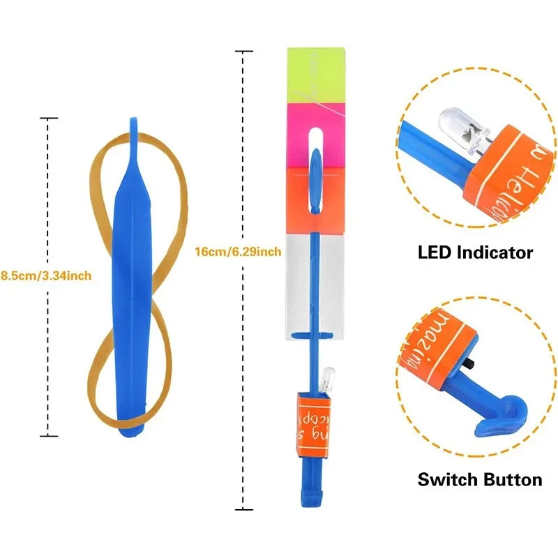 LED Slingshot Rocket Toy with Spinning Descent